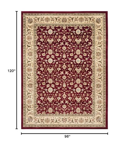 SAFAVIEH Lyndhurst Collection Area Rug - 8' x 10', Red & Ivory, Traditional Oriental Design, Non-Shedding & Easy Care, Ideal for High Traffic Areas in Living Room, Bedroom (LNH312A)