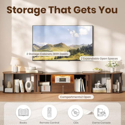 TV Stand, Extendable Media Console with Sliding Storage Doors, view 6