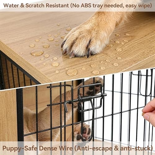28-Inch Dog Crate Furniture for Small Dogs, Wooden Indoor Kennel, Oak, view 6