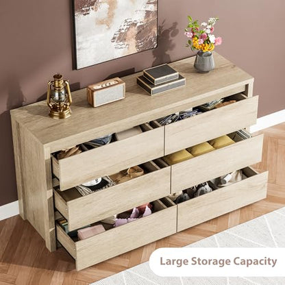6 Drawer Dresser for Bedroom, Wood Chest of Drawers Handle Free, view 5
