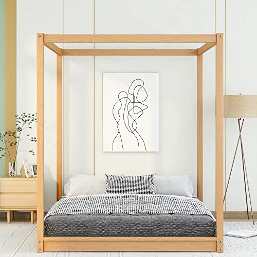 Queen Canopy Bed Wood 4 Poster Panel Beds, view 5