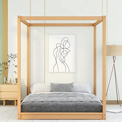 Queen Canopy Bed Wood 4 Poster Panel Beds, view 5