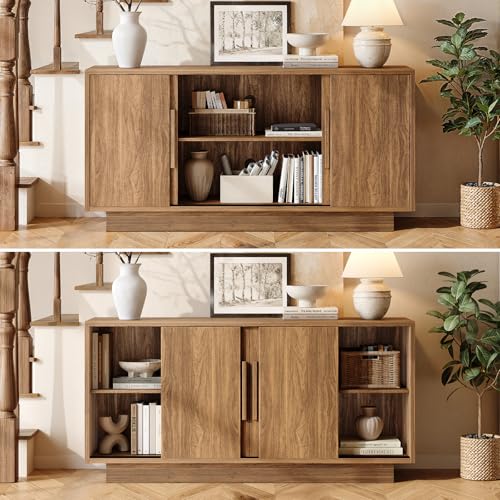 63'' Sideboard Buffet Cabinet with 4 Sliding Doors, view 5