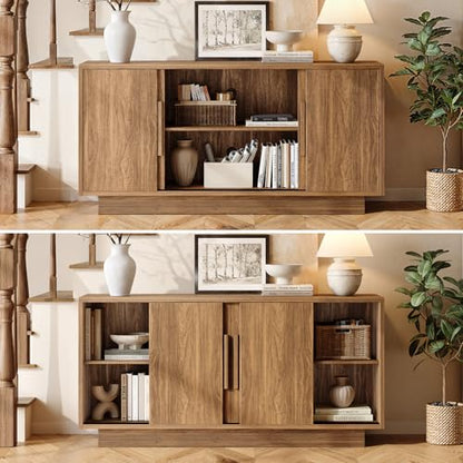 63'' Sideboard Buffet Cabinet with 4 Sliding Doors, view 5