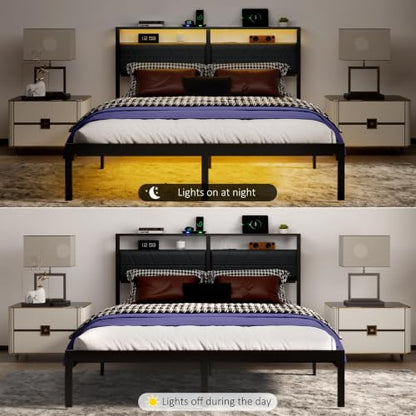 Queen Bed Frame with LED Lights & Charging Station, view 8