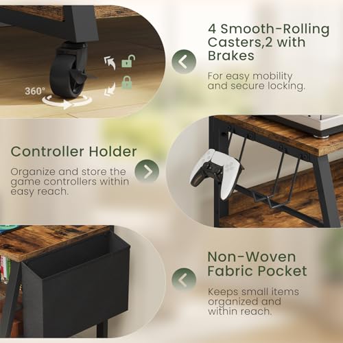 Rolling TV Stand with Mount and Storage, for up to 75 inch TVs, view 5