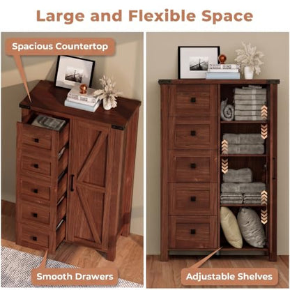 Farmhouse 48 Inch Tall Dresser Chest of Drawer for Bedroom, view 6