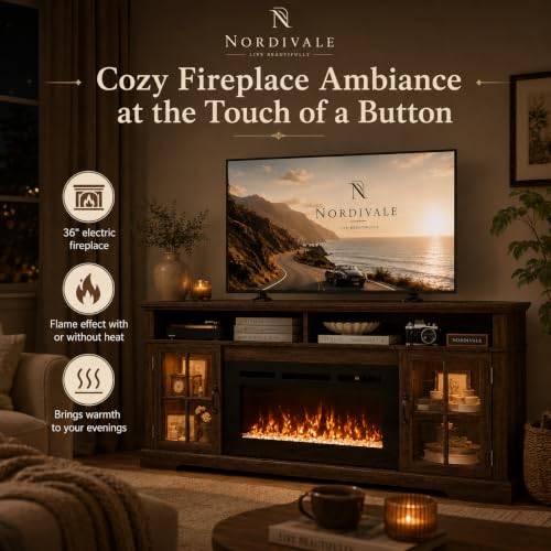 70" Farmhouse Fireplace TV Stand for TVs up to 80", view 4