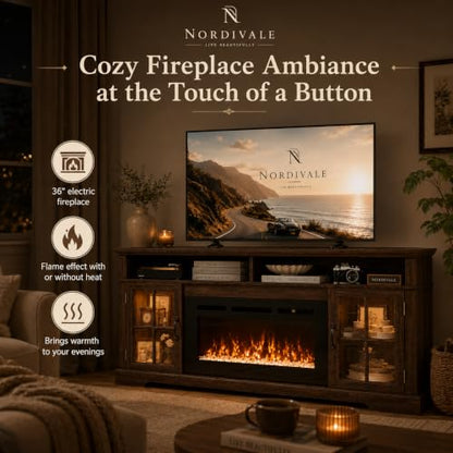 70" Farmhouse Fireplace TV Stand for TVs up to 80", view 4