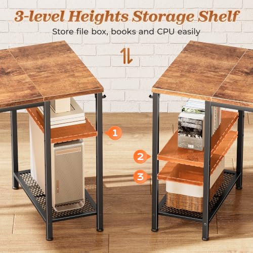 47.2'' L Shaped Office Desk with Power Outlets and 3 Drawers, view 7
