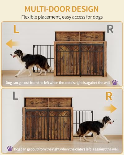 39.4'' L Dog Crate Furniture, Dog Kennel Indoor with Storage Shelf, view 5