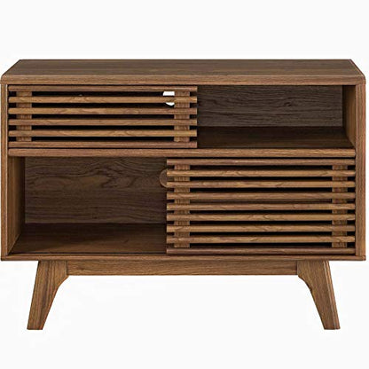 Render Mid-Century Modern Two-Tier Display Stand in Walnut, view 7