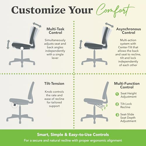 Crio Ergonomic Office Chair, Office Desk Computer Chair, Black, view 7