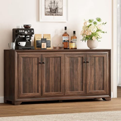 60" Buffet Cabinet with Storage, Sideboard Buffet Table Brown, view 2