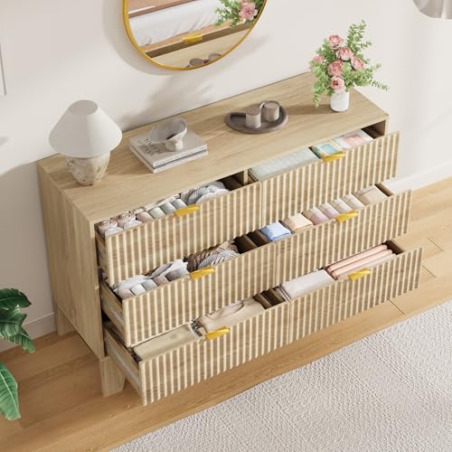 6 Drawer Dresser for Bedroom, Fluted Dresser for Bedroom, view 6