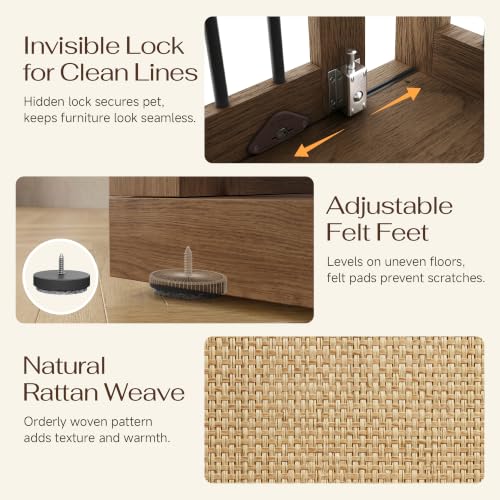 2-Piece Dog Crate Furniture, Left, 80 Inch, Dark Oak, view 6