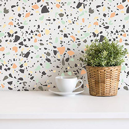 Wall Painting Stencil Large Size, 23,2”x37,4” Terrazzo Spots Retro Reusable Plastic Template, Geometric Pattern Wallpaper, DIY Home Decor Craft Wood Floor Furniture