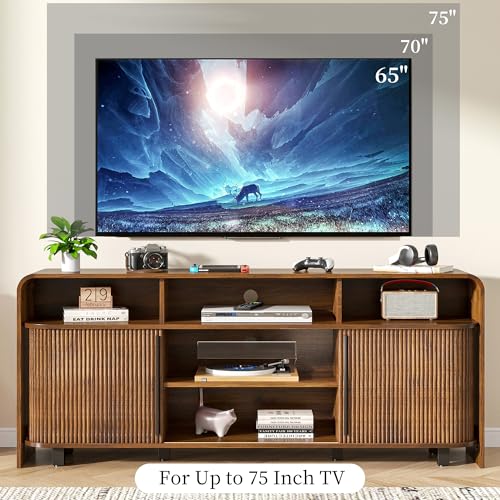 Walnut TV Stand for 65 70 75 Inch TV, view 6