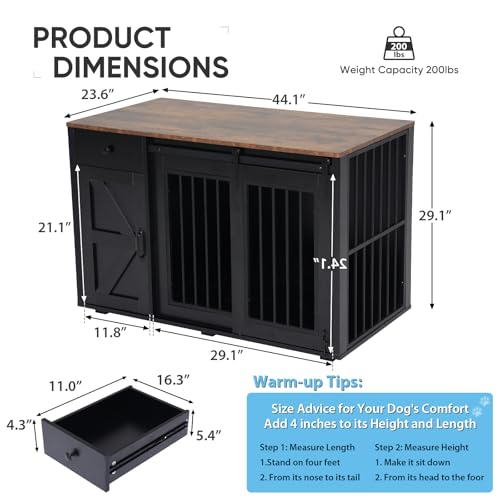 44" Dog Crate Furniture, Dog Kennel (44" Left Facing Door), view 3