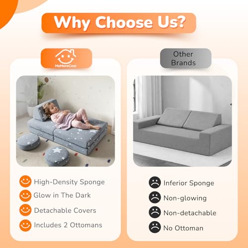 Kids Couch, Glow in the Dark Star Modular Play Couch, Ages 3+