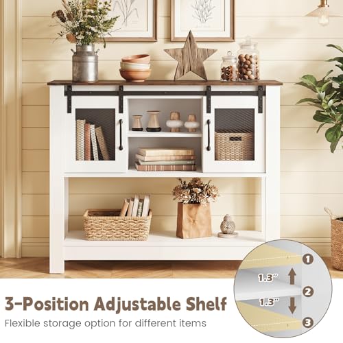 Farmhouse Sideboard Buffet Table with Sliding Barn Doors, view 7