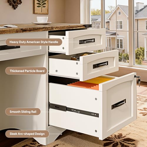 Farmhouse Executive Desk with Drawers, view 4