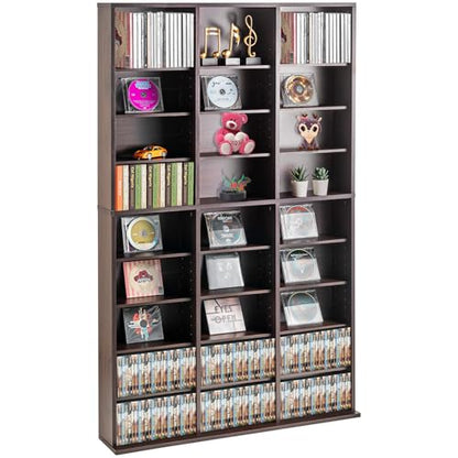 Media Storage Cabinet, 9-Layer DVD Shelf, Adjustable CD Shelves 27 Compartments, view 3