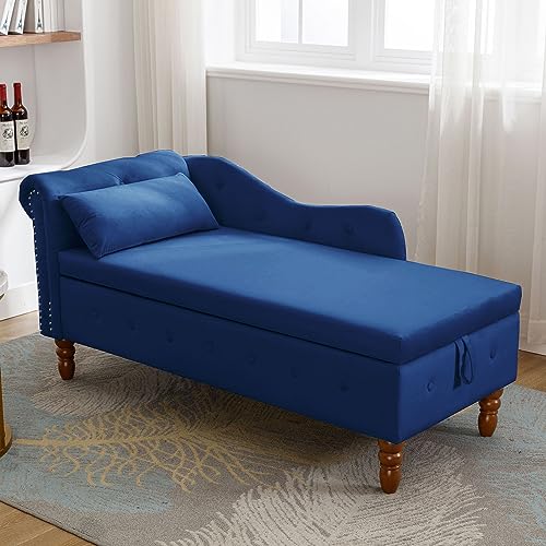 Velvet Chaise Lounge Indoor with Storage, view 8
