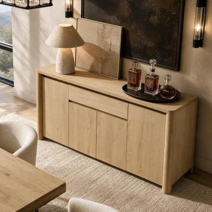 63" Sideboard Buffet Cabinet with Drawer, Wood Credenza Coffee Bar with Storage, view 7