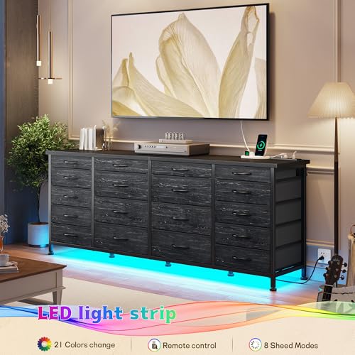 63" W Dresser for Bedroom, 18 Fabric Drawers, LED & Charging, view 7