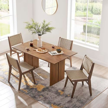 Amistad 60Inch Dining Table Solid Wood Walnut Finish Modern Kitchen Room Entertaining Home Furniture Quality Stylish Elegant Durable Refined Versatile Contemporary