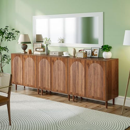 31.5” Walnut Sideboard Buffet Cabinet with Storage Set of 3, view 4