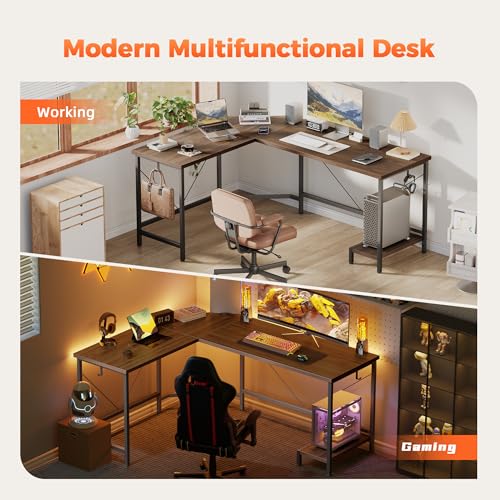 59 inch L Shaped Desk with CPU Stand, Large Corner Gaming Desk, view 5