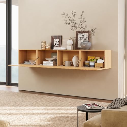 DHMAKER 71" Floating TV Stand Wall Mounted with Power Outlet for TVs up to 80", view 7