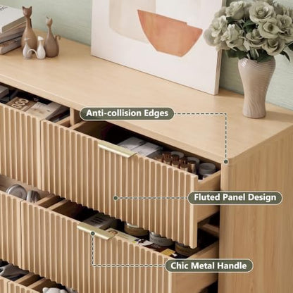 Fluted 6 Drawer Dresser for Bedroom, view 6