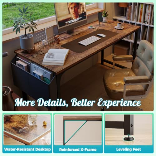 55'' Computer Desk with Fabric Storage Bag, view 8