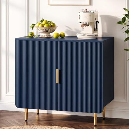 31" Fluted Buffet Cabinet,Modern Sideboard Cabinet with Storage,Blue, view 2