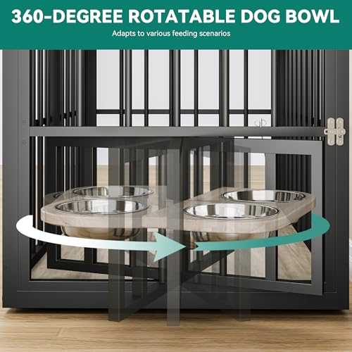 88.6" Double Dog Crate Furniture with Bowls & 3 Doors, view 5