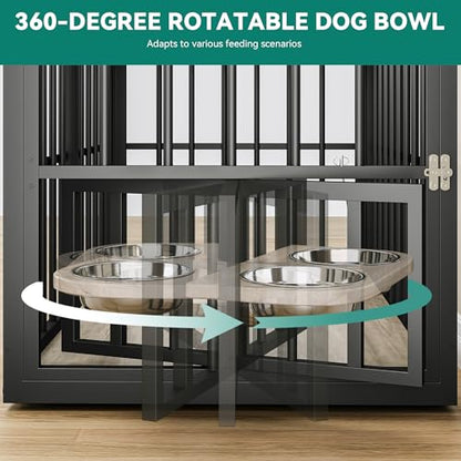 88.6" Double Dog Crate Furniture with Bowls & 3 Doors, view 5