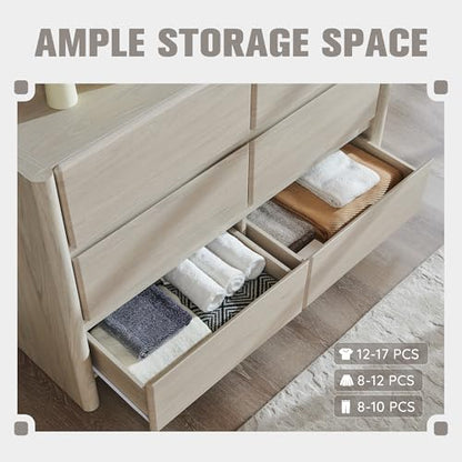 Modern 6 Drawers Dresser for Bedroom, 47" Wide Dresser-Cream, view 6
