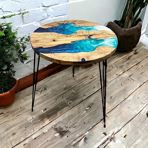 RESINHOMEFURNITURE Handcrafted Round Design Dining Table Coffee Table Living Room Table Kitchen Table Conference Table Wooden Table Console Table Patio Table (30 Inches Tall, 30 x 30 Inches)