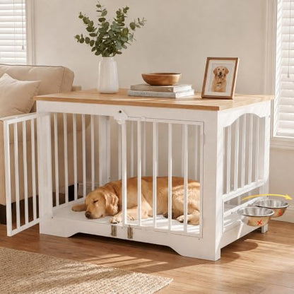 Dog Crate Furniture 38in, Wooden Indoor Pet Kennel End Table, view 2