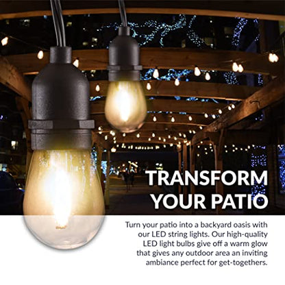 LED String Lights with Weatherproof Technology, Dimmable with Wireless Remote Control, 48ft and 16 (15+1 Free) LED Light Bulbs Included, Black (CSTRINGLEDDIM)