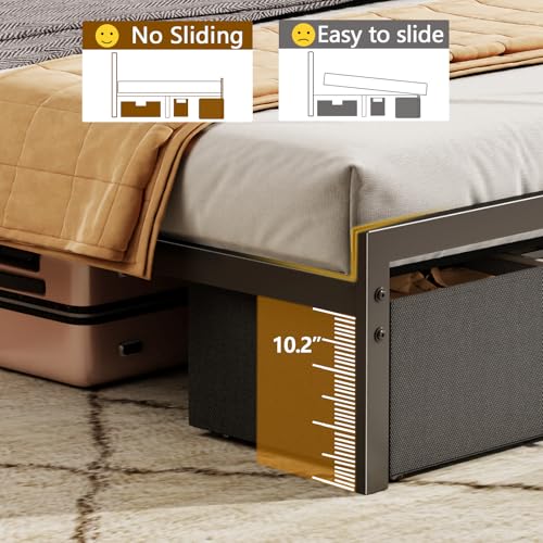 Queen Bed Frame with Storage Headboard, Charging Station, 2 Drawers, view 7