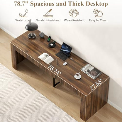 78.74" Executive Desk, Large Office Desk with 2 Drawer, view 6