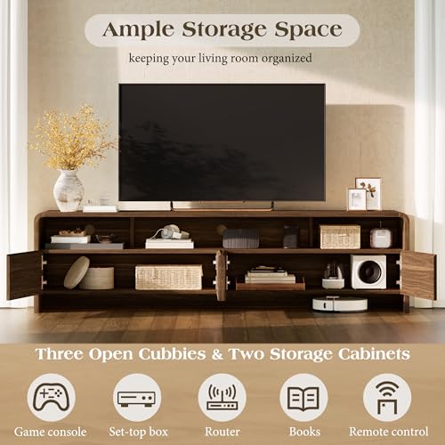 70" Modern Wood TV Stand with Curved Edge for TVs Up to 80", view 4