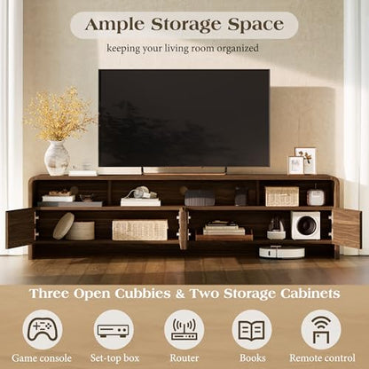 70" Modern Wood TV Stand with Curved Edge for TVs Up to 80", view 4