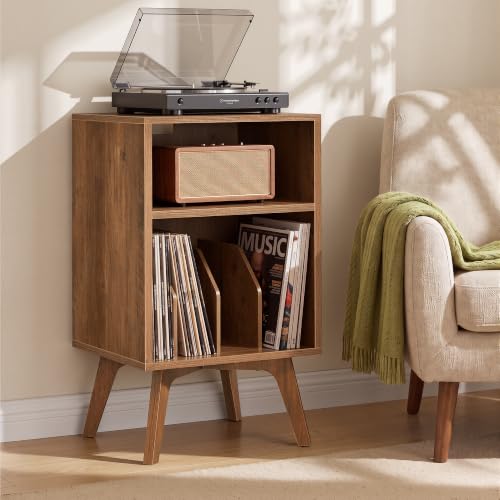 End Table, Mid-Century Record Player Stand, Holds 160 Albums, view 2