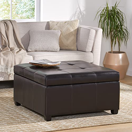 Carlsbad Bonded Leather Storage Ottoman, Espresso