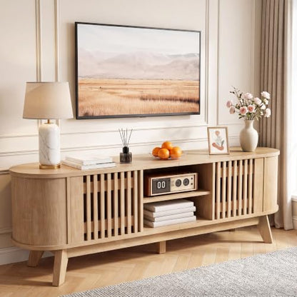 63" Media Console TV Consoles for Living Room Natural, view 4